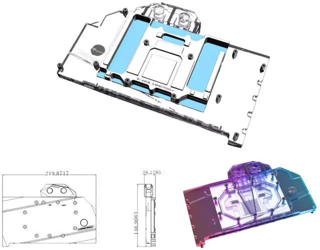 Alt view image 2 of 5 - Bykski Full Coverage GPU Water Block and Backplate For Sapphire NITRO+ AMD Radeon RX 9070 (A-SP9070DD-X)