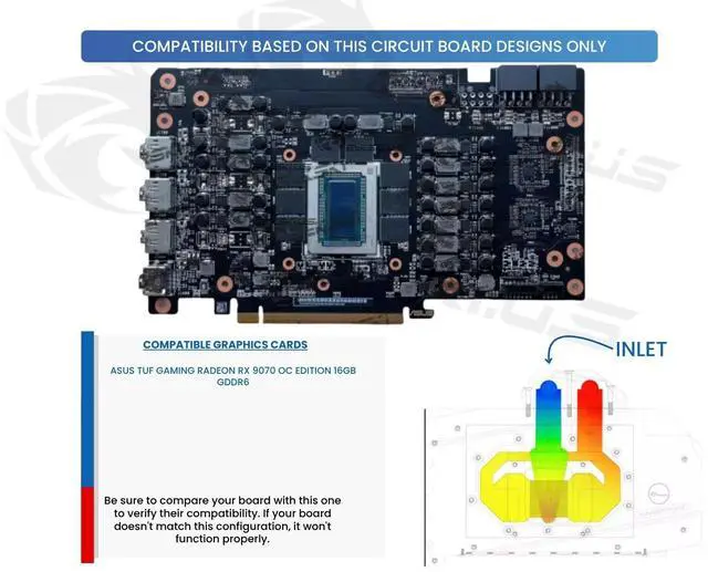 Alt view image 3 of 5 - Bykski Full Coverage GPU Water Block and Backplate For ASUS TUF Gaming Radeon RX 9070 OC Edition 16GB GDDR6 (A-AS9070TUF-X)