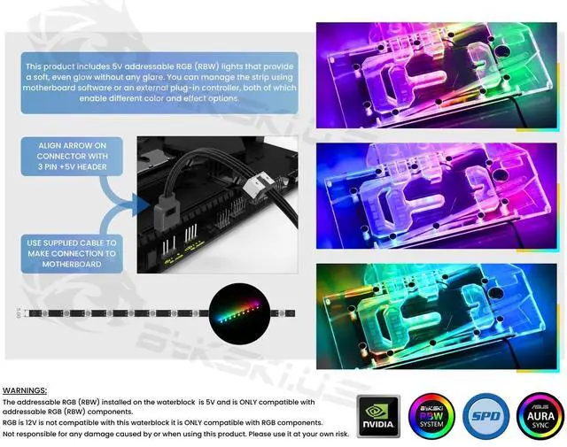 Alt view image 5 of 5 - Bykski Full Coverage GPU Water Block and Backplate For ASUS TUF Gaming Radeon RX 9070 OC Edition 16GB GDDR6 (A-AS9070TUF-X)