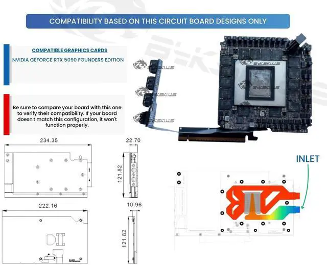 Alt view image 3 of 5 - Bykski Durable Metal/POM GPU Water Block and Backplate For NVIDIA GeForce RTX 5090 Founders Edition (N-RTX5090FE-SR) - Continuous Usage