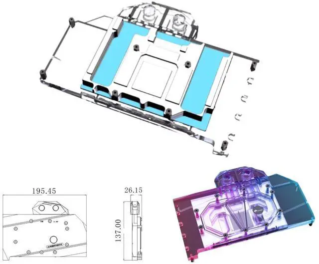 Alt view image 2 of 5 - Bykski Full Coverage GPU Water Block and Backplate For POWERCOLOR Hellhound AMD Radeon RX 9070 XT 16GB GDDR6 (A-PC9070XT-X)