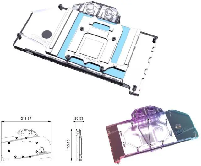 Alt view image 2 of 5 - Bykski Full Coverage GPU Water Block and Backplate For ASRock AMD Radeon RX 9070 XT Taichi 16GB OC (A-AR9070XTTC-X)