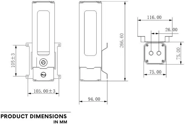 Alt view image 6 of 6 - Bykski CP-D5PB-V2 Pump / 180mm PMMA Reservoir Combo - Black (CT-D5-180-X-V2)