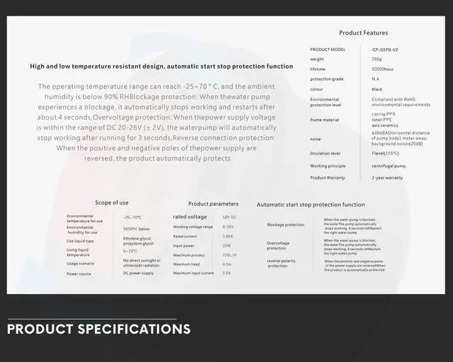 Alt view image 3 of 5 - Bykski CP-D5PB-V2 Liquid Cooling 12V PWM Speed Controlled Pump Motor - 720L/H Flow Rate For Custom Watercooling Systems (CP-D5PB-V2)