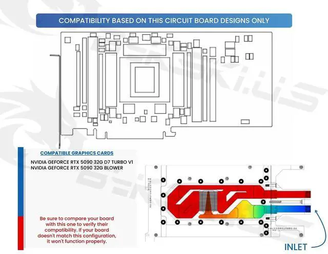 Alt view image 3 of 4 - Bykski Durable Metal/POM GPU Water Block and Backplate For NVIDIA GeForce RTX 5090 32G D7 Turbo V1 (N-RTX5090TURBO-SR) - Continuous Usage