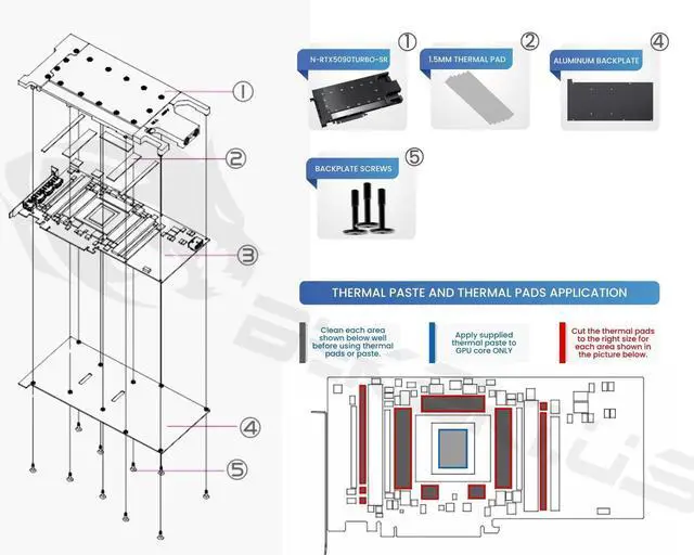 Alt view image 4 of 4 - Bykski Durable Metal/POM GPU Water Block and Backplate For NVIDIA GeForce RTX 5090 32G D7 Turbo V1 (N-RTX5090TURBO-SR) - Continuous Usage