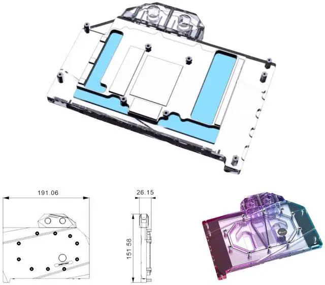 Alt view image 2 of 5 - Bykski Full Coverage GPU Water Block and Backplate For ASUS Prime GeForce RTX 5070 12GB GDDR7 (N-AS5070PM-X)