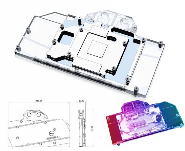 Alt view image 2 of 5 - Bykski Full Coverage GPU Water Block and Backplate for GALAXY RTX 3070 Metal Master (N-GY3070BK-X)