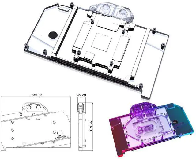 Alt view image 2 of 5 - Bykski Full Coverage GPU Water Block and Backplate for Zotac Gaming RTX 4090 Series (N-ST4090TQ-X-V2)