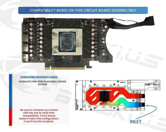 Alt view image 3 of 4 - Bykski Durable Metal/POM GPU Water Block and Backplate For NVIDIA RTX PRO 6000 Blackwell Server Edition (N-RTXPRO6000-SR) - Continuous Usage