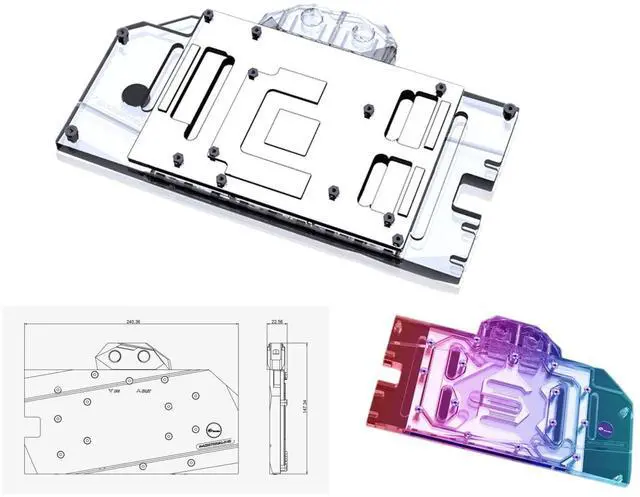 Alt view image 2 of 5 - Bykski Full Coverage GPU Water Block and Backplate for ASUS Dual RTX 3070 / 3060Ti (N-AS3070DUAL-X-V2)