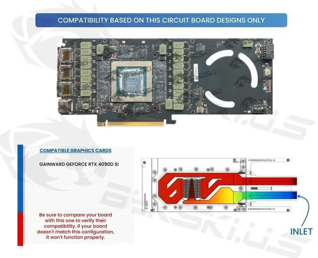 Alt view image 3 of 4 - Bykski Durable Metal/POM GPU Water Block and Backplate For Gainward GeForce RTX 4090D SI (N-GY4090DSI-SR) - Continuous Usage