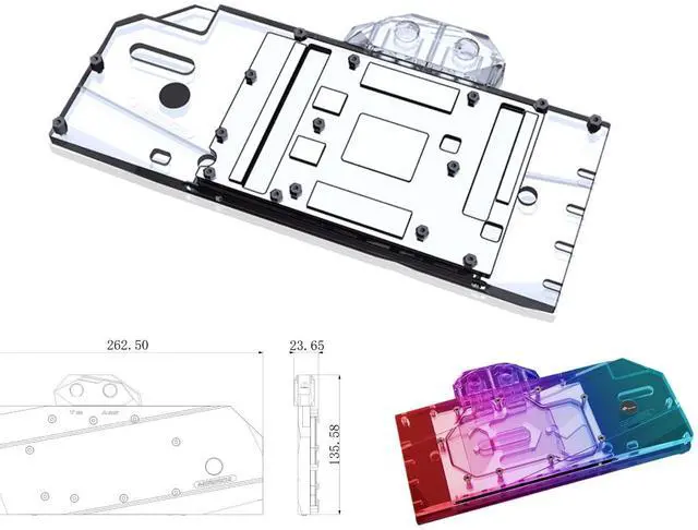 Alt view image 2 of 5 - Bykski Full Coverage GPU Water Block and Backplate for AMD Radeon RX 6900 XT Founders Edition (A-RX6900XT-X)