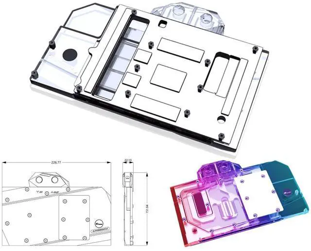 Alt view image 2 of 5 - Bykski Full Coverage GPU Water Block and Backplate for PowerColor RX 6800 XT Red Dragon (A-PC6800XT-X)