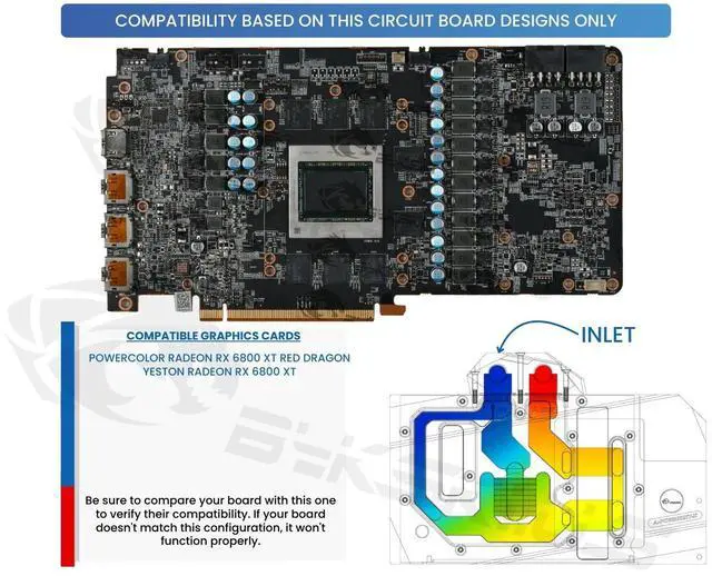 Alt view image 3 of 5 - Bykski Full Coverage GPU Water Block and Backplate for PowerColor RX 6800 XT Red Dragon (A-PC6800XT-X)