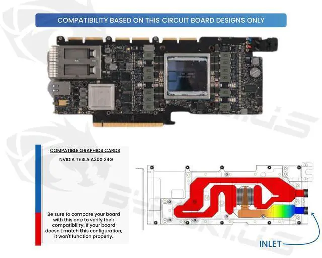 Alt view image 3 of 4 - Bykski Durable Metal/POM GPU Water Block and Backplate For NVIDIA Tesla A30X 24G (N-TESLA-A30X-24G-SR) - Continuous Usage