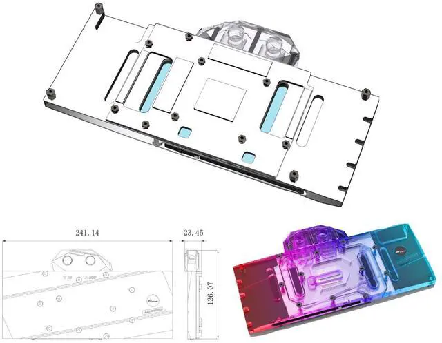 Alt view image 2 of 5 - Bykski Full Coverage GPU Water Block and Backplate For AMD/Sapphire/XFX/Dataland Radeon RX6700XT (A-RX6700XT-X-V2)