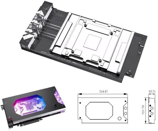 Alt view image 2 of 5 - Bykski Armored End Port GPU Waterblock with Backplate For ASUS TUF Gaming GeForce RTX 5090 32GB GDDR7 (N-AS5090TUF-X)