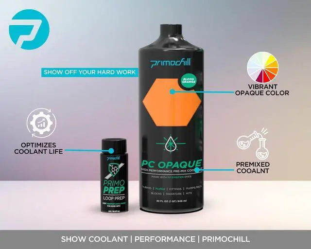 Alt view image 2 of 4 - PrimoChill Opaque - Computer WaterCooling Show Coolant, Solid/Non-Transparent, Full Protection, Advanced User, PrimoPrep Included, Proudly Made in The USA (32oz/.9L)