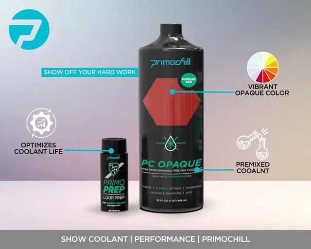 Alt view image 2 of 4 - PrimoChill Opaque - Computer WaterCooling Show Coolant, Solid/Non-Transparent, Full Protection, Advanced User, PrimoPrep Included, Proudly Made in The USA (32oz/.9L)