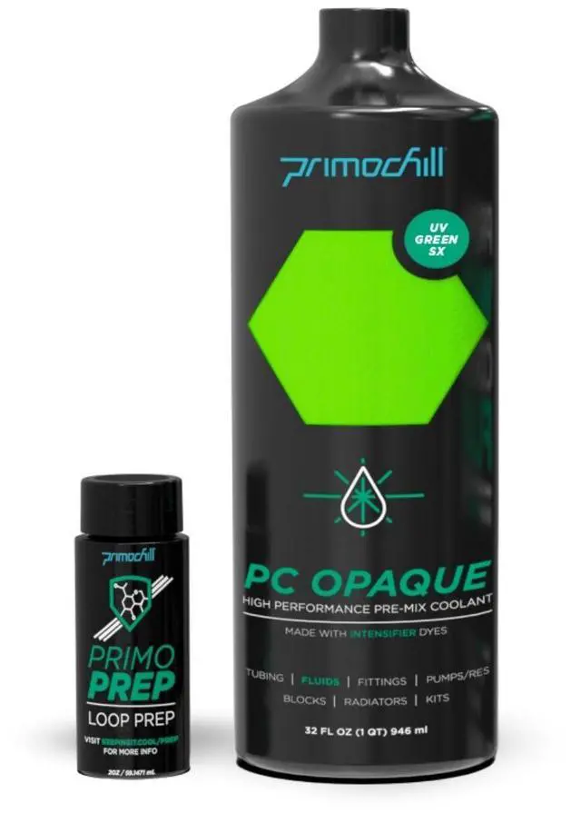 Main image of PrimoChill Opaque - Computer WaterCooling Show Coolant, Solid/Non-Transparent, Full Protection, Advanced User, PrimoPrep Included, Proudly Made in The USA (32oz/.9L)