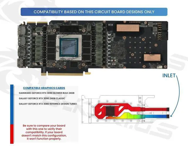 Alt view image 3 of 5 - Bykski Durable Metal/POM GPU Water Block and Backplate For GALAXY GEFORCE RTX 3090 24GB CLASSIC (N-GY3090CL-SR) - Continuous Usage