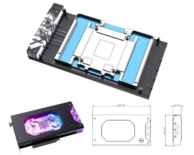 Alt view image 2 of 5 - Bykski Armored End Port GPU Waterblock with Backplate For Galax GeForce RTX 5090 D Luna OC (N-GY5090DXY-X)