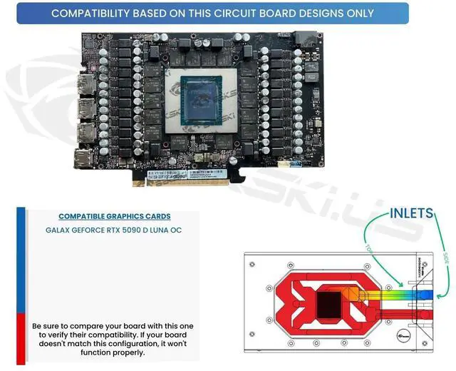 Alt view image 3 of 5 - Bykski Armored End Port GPU Waterblock with Backplate For Galax GeForce RTX 5090 D Luna OC (N-GY5090DXY-X)