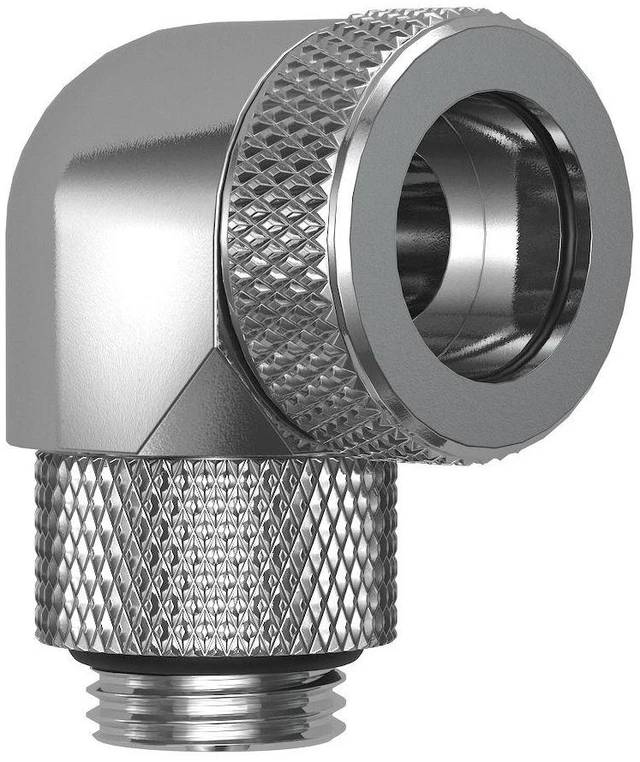 Main image of PrimoChill InterConnect SX Premium G1/4 to 90 Degree Adapter Fitting for 14MM Rigid Tubing (FA-G9014)