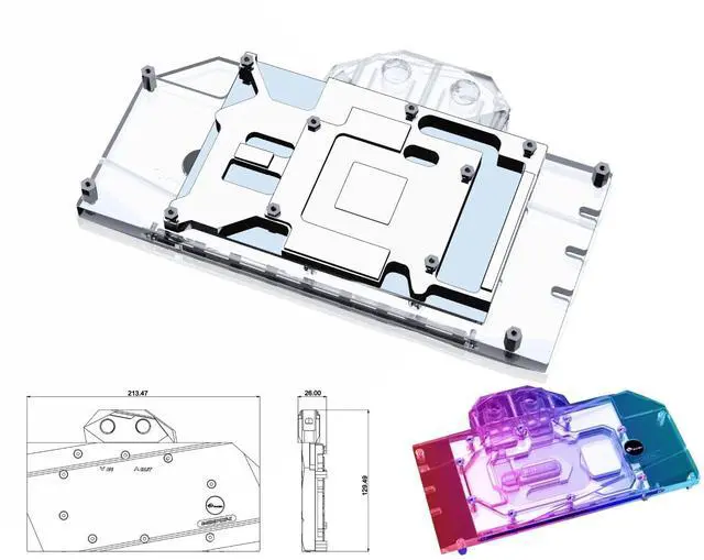 Alt view image 2 of 5 - Bykski Full Coverage GPU Water Block and Backplate for Colorful Battle Axe GeForce RTX 3070 8GB (N-IG3070ZF-X)