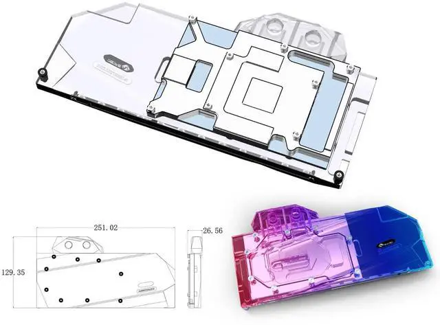 Alt view image 2 of 5 - Bykski Full Coverage GPU Water Block and Backplate for Colorful iGame RTX 3070 Advanced OC (N-IG3070ULOC-X)