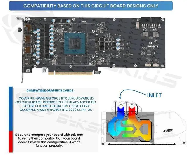 Alt view image 3 of 5 - Bykski Full Coverage GPU Water Block and Backplate for Colorful iGame RTX 3070 Advanced OC (N-IG3070ULOC-X)