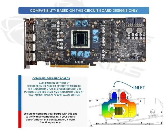 Alt view image 3 of 5 - Bykski Full Coverage GPU Water Block and Backplate For AMD Radeon RX 7800 XT (A-RX7800XT-X)
