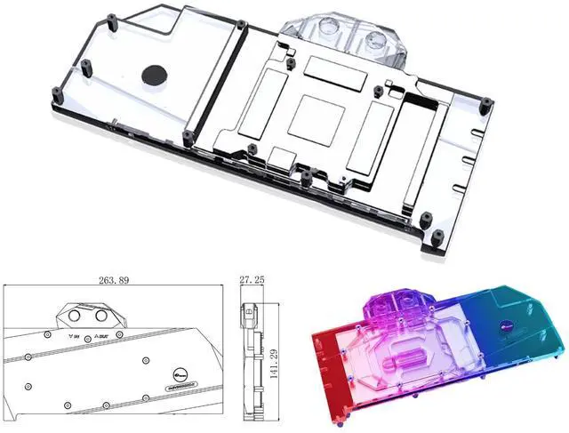 Alt view image 2 of 5 - Bykski Full Coverage GPU Water Block and Backplate for EVGA RTX 3080 XC3 (N-EV3080XC-X)