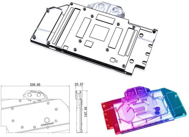Alt view image 2 of 5 - Bykski Full Coverage GPU Water Block and Backplate for ASUS TUF GAMING RTX 3090/3080/3070 (N-AS3090TUF-X-V2)