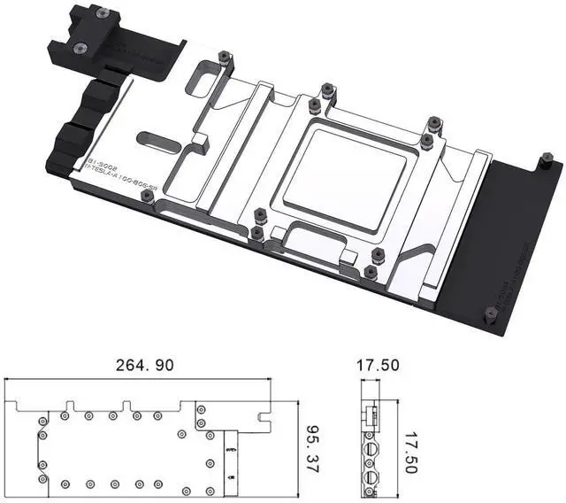 Alt view image 2 of 4 - Bykski Durable Metal/POM GPU Water Block and Backplate For Nvidia Tesla A100/A800 80GB (N-TESLA-A100-80G-SR) - Continuous Usage