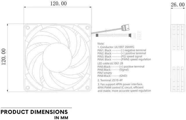 Alt view image 3 of 6 - Bykski 9 Blade High Volume 120mm PWM - 5V Addressable RGB(RBW) LED Fan - 2000 RPM / 70.33 CFM / 37.7 dBA (CF-RBW2000EX-X)