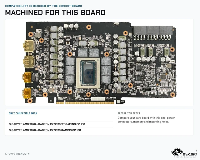 Alt view image 2 of 6 - Bykski GPU Water Block and Backplate For GIGABYTE Radeon RX 9070 XT GAMING OC 16G (A-GV9070GMOC-X)