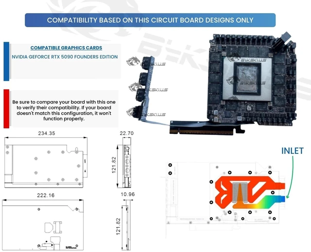 Alt view image 3 of 5 - Bykski Durable All Metal GPU Water Block and Backplate For NVIDIA GeForce RTX 5090 Founders Edition (N-RTX5090FE-SR) - Continuous Usage