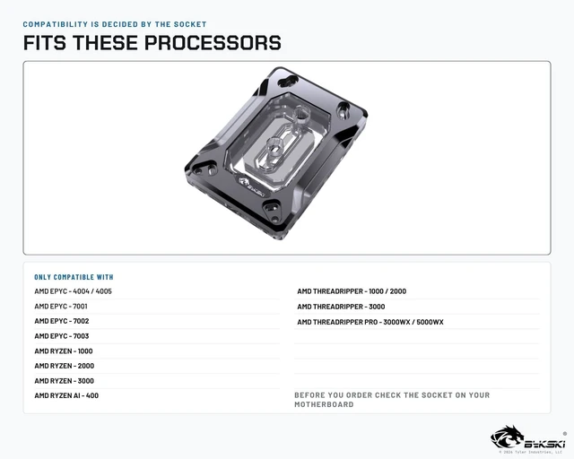 Alt view image 3 of 5 - Bykski CPU-RAY-MC-M High-Efficiency CPU Water Cooling Block for AMD Ryzen / Threadripper / EPYC (AM5/AM4/TR4/sTRX4/sWRX8/SP3)