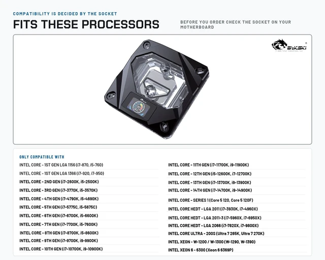 Alt view image 3 of 5 - Bykski CPU-FIRE-ON-I Digital Temperature Display CPU Water Cooling Block for Intel Core (LGA 1851/1700/1200/115x/1366/2011/2011-3/2066)