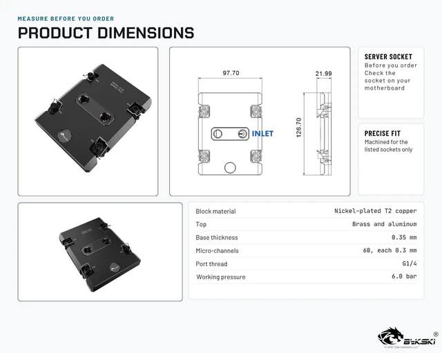 Alt view image 6 of 6 - Bykski CPU-7529-SR CPU Water Block for Intel LGA 7529
