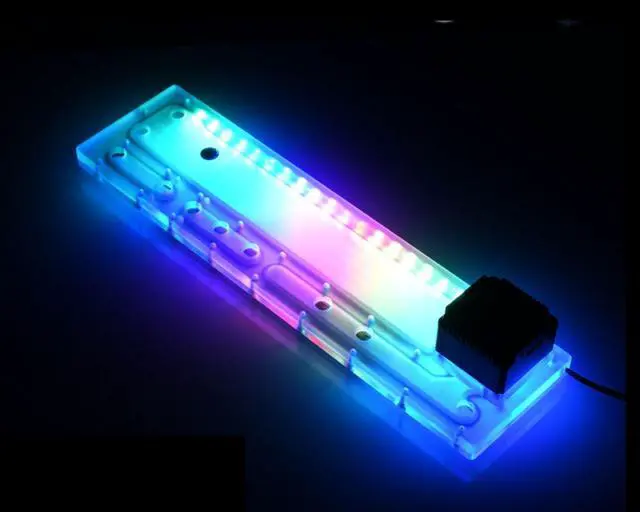 Alt view image 2 of 7 - Bykski Distro Plate for Thermaltake P3 - PMMA w/ 5v Addressable RGB (RBW) (RGV-TT-P3-P)