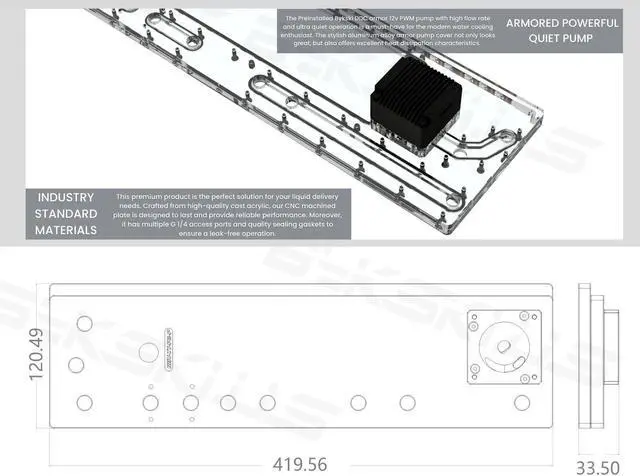 Alt view image 5 of 7 - Bykski Distro Plate for Thermaltake P3 - PMMA w/ 5v Addressable RGB (RBW) (RGV-TT-P3-P)