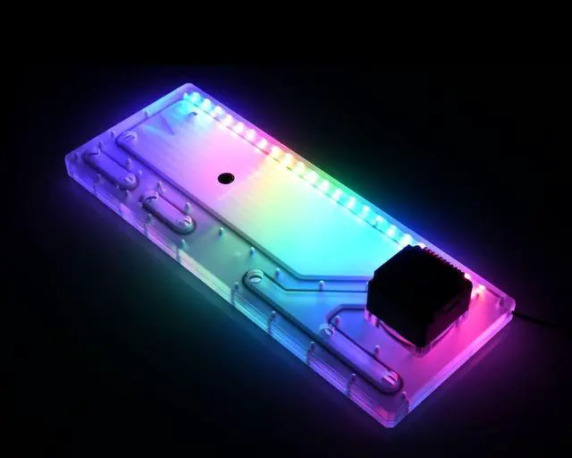 Alt view image 2 of 7 - Bykski Distro Plate For TT LEVEL20 GT - PMMA w/ 5v Addressable RGB(RBW) (RGV-TT-LEVEL20GT-P-K)