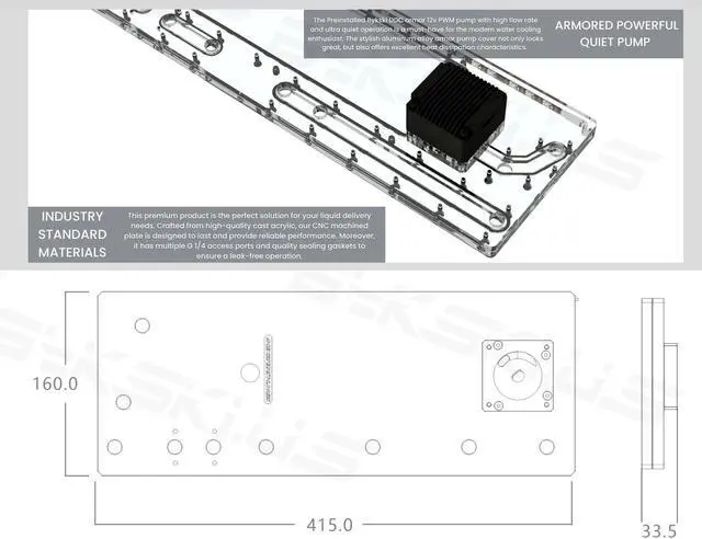 Alt view image 4 of 7 - Bykski Distro Plate For TT LEVEL20 GT - PMMA w/ 5v Addressable RGB(RBW) (RGV-TT-LEVEL20GT-P-K)
