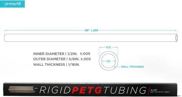 Alt view image 3 of 4 - PrimoChill 5/8in. Rigid PETG Tube – 6 x 30in. – Clear