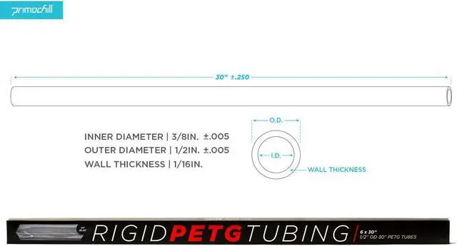Alt view image 4 of 7 - PrimoChill 1/2in. Rigid PETG Tube – 6 x 30in. – UV Blue