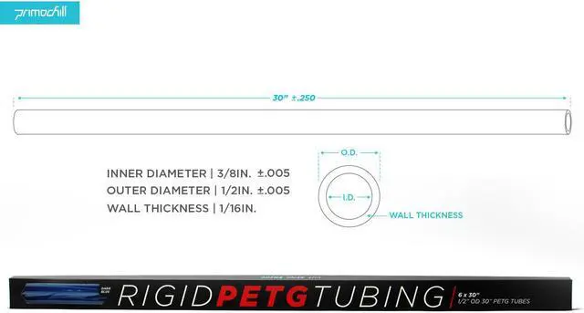 Alt view image 3 of 6 - PrimoChill 1/2in. Rigid PETG Tube – 6 x 30in. – Dark Blue