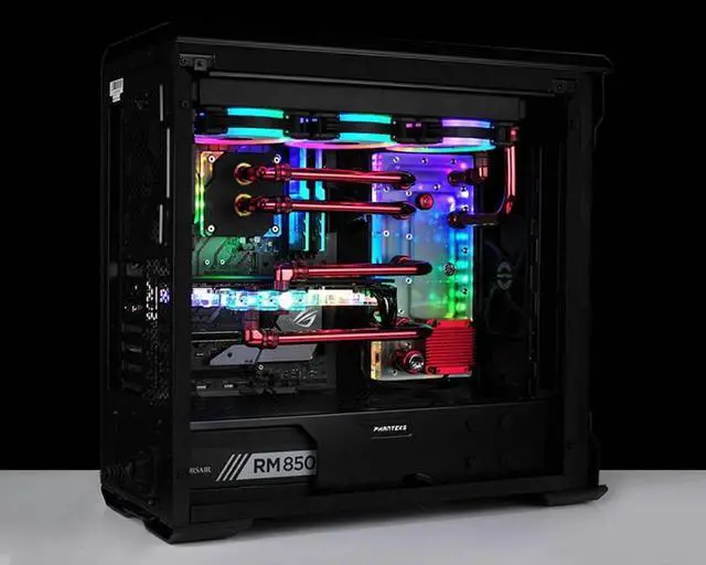 Alt view image 4 of 5 - Bykski Distro Plate - Phanteks Wind Chaser PK515E - PMMA w/ 5v Addressable RGB (RBW) (RGV-PHA-PK515E)